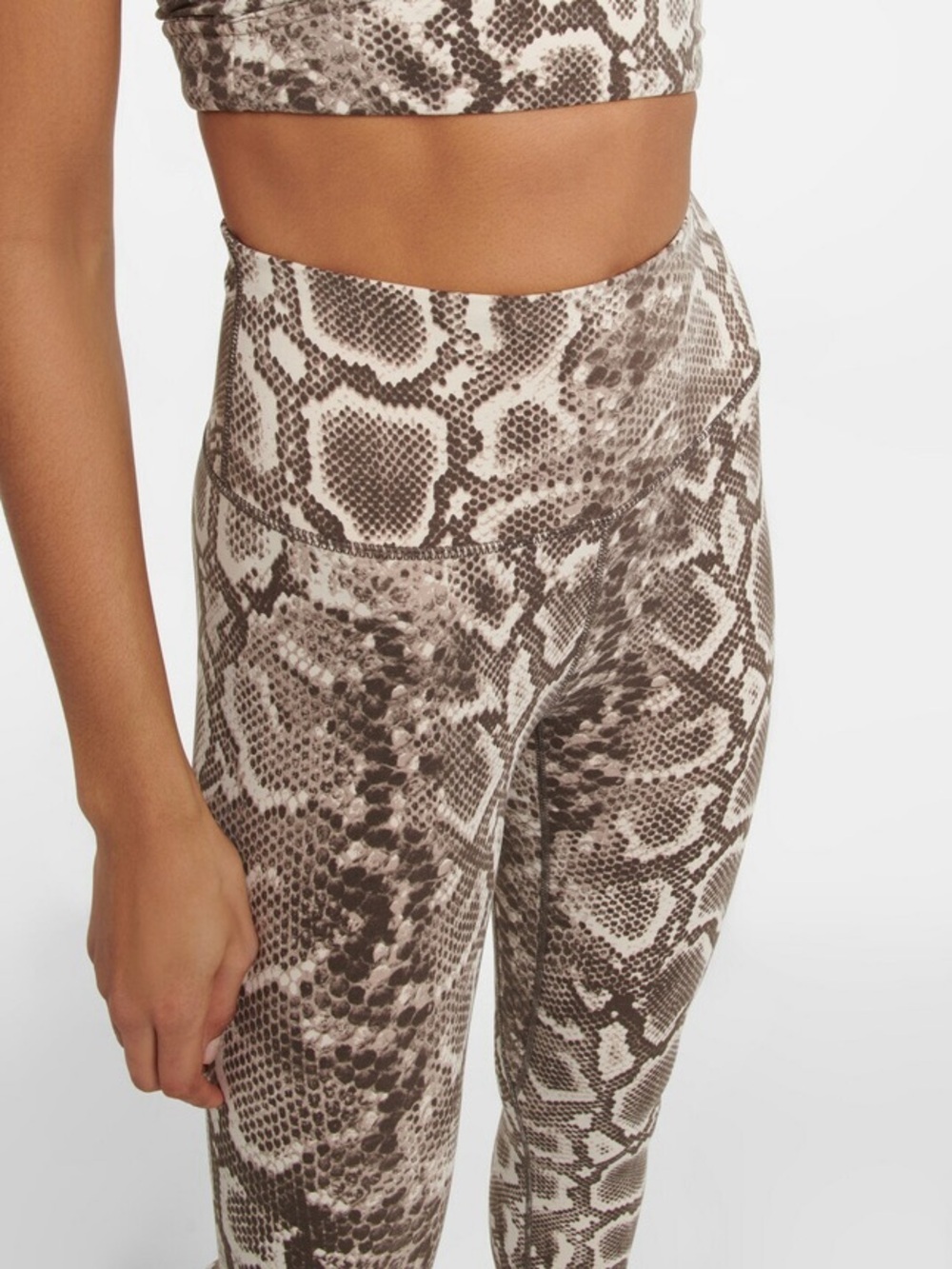 Varley Snakeskin Print High-Waist Leggings - Brown and Cream Small